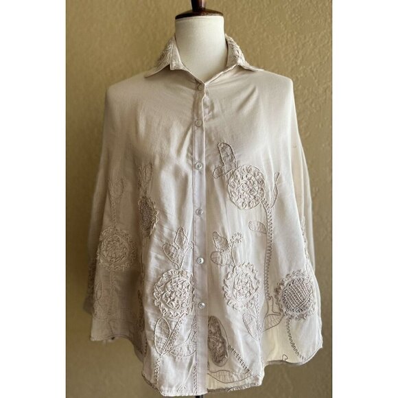 wilster Tops - Wilster Women's  Beige Textured Loose Fit Lightweight Blouse One Size